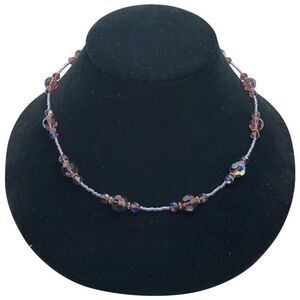 Elegant Vintage Faceted Reflective Glass Bead Necklace w/ Filigree Clasp